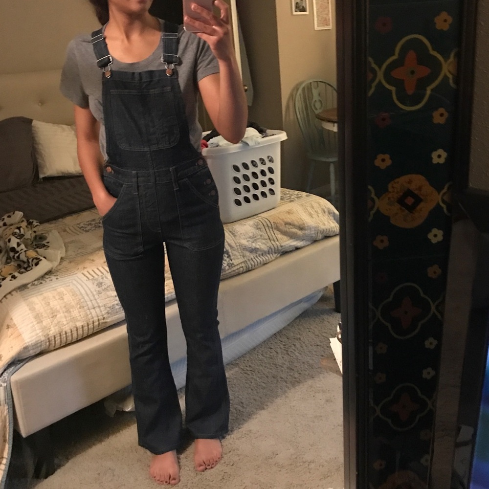 Madewell Dark Denim Flare Overalls